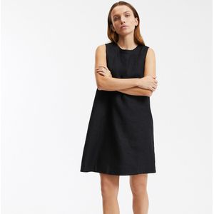 LA REDOUTE COLLECTIONS - Korte Uitlopende Jurk - Zwart - Linnen