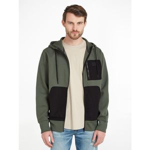 Zip-up hoodie, 2 stoffen CALVIN KLEIN JEANS. Katoen materiaal. Maten XL. Groen kleur