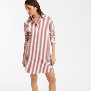 LA REDOUTE COLLECTIONS - Gestreept Nachthemd - Wit/Rayé Marron - Katoen