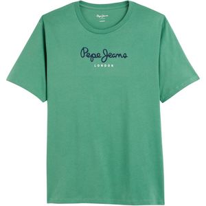 Recht T-shirt met korte mouwen en logo PEPE JEANS. Katoen materiaal. Maten M. Groen kleur