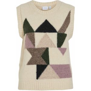 Mouwloze trui met grafische print VILA. Polyester materiaal. Maten M. Beige kleur