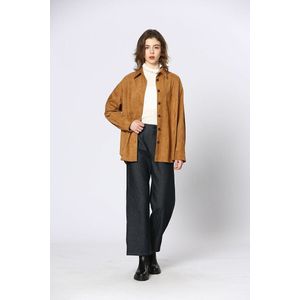 SEE U SOON - Overhemd - Kastanje Kleur - Suèdine - Knoopsluiting