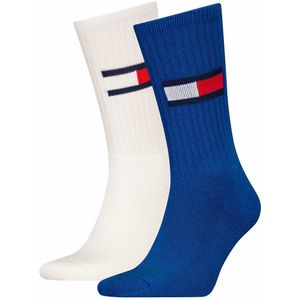 Set van 2 paar hoge kousen met vlag logo TOMMY HILFIGER. Katoen materiaal. Maten 35/38. Blauw kleur