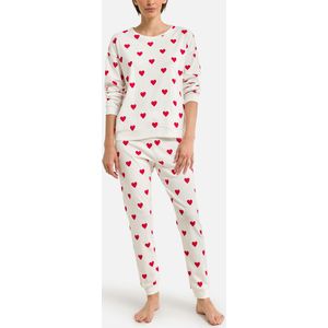 Pyjama met lange mouwen en hartenprint PETIT BATEAU. Katoen materiaal. Maten L. Rood kleur