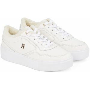 Sneakers in gevoerd leer, plateauzool TOMMY HILFIGER. Leer materiaal. Maten 39. Wit kleur