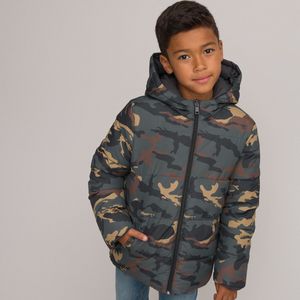 Warme omkeerbare donsjas met kap LA REDOUTE COLLECTIONS. Polyester materiaal. Maten 3 jaar - 94 cm. Grijs kleur