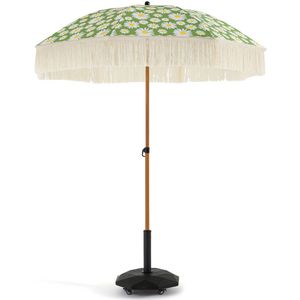Bedrukte parasol met franjes, Larna LA REDOUTE INTERIEURS. Polyester materiaal. Maten één maat. Groen kleur