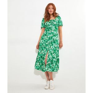 Jurk met bloemenprint en vierkante hals JOE BROWNS. Viscose materiaal. Maten 44 FR - 42 EU. Groen kleur