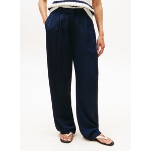 TOMMY HILFIGER - Rechte Broek - Marineblauw - Viscose - Met Plooien
