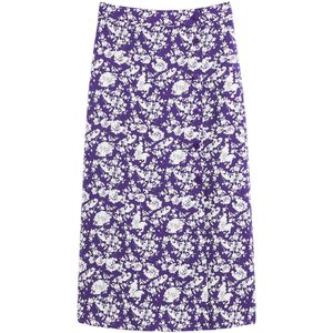LA REDOUTE COLLECTIONS - Lange Rok - Zwart - Bloemenprint - Knoopsluiting