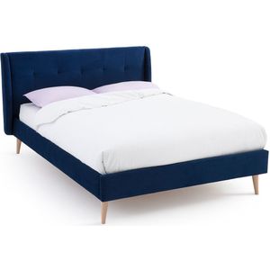 Bed met bedbodem, Naisy LA REDOUTE INTERIEURS. Stof materiaal. Maten 140 x 190 cm. Blauw kleur