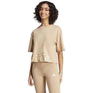 ADIDAS - Wijd T-shirt - Dierenprint - Beige - 100% Katoen