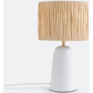 LA REDOUTE INTERIEURS - Neven - Tafellamp - Wit/Naturel - Keramiek/Raffia