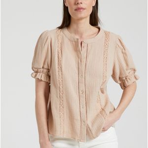 Blouse met pofmouwen VERO MODA. Katoen materiaal. Maten M. Beige kleur