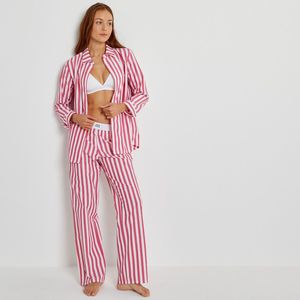 Gestreepte pyjama in popeline LA REDOUTE COLLECTIONS. Katoen materiaal. Maten 44 FR - 42 EU. Rood kleur