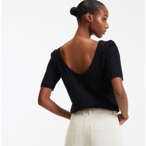 LA REDOUTE COLLECTIONS - Trui - Zwart - Fijn Tricot - Katoen