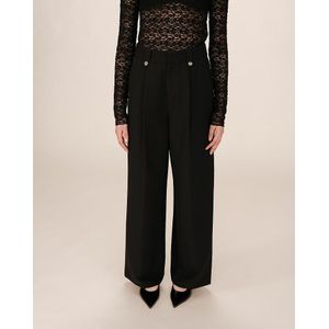 SEPTIME - Tailleurbroek - Zwart - Polyester - Loose Wijd Hoge Taille