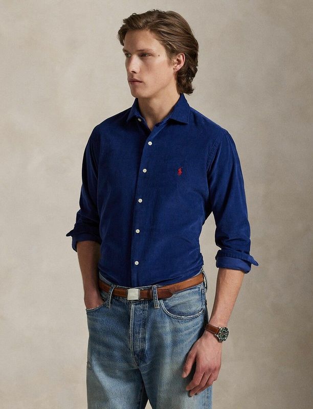 Polo Ralph Lauren - Overhemd - Zwart - Corduroy - Wide Collar