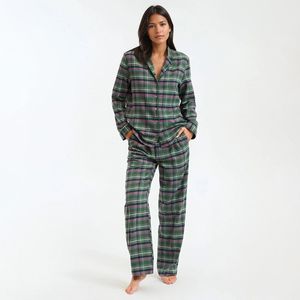 Geruite pyjama in flanel LA REDOUTE COLLECTIONS. Katoen materiaal. Maten S. Groen kleur
