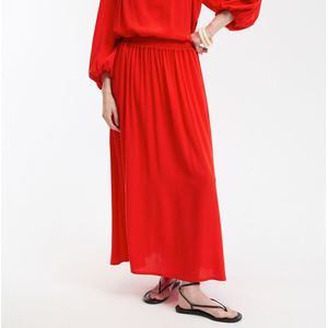 LA REDOUTE COLLECTIONS - Lange Uitlopende Rok - Rood - Viscose - Crepon