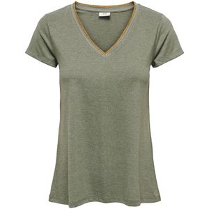 T-shirt met korte mouwen, goudkleurig biesje JDY. Polyester materiaal. Maten XL. Groen kleur