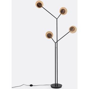 Palma - Voetlamp - Kastanje kleur - Smeedijzer en Amberkleurig Glas