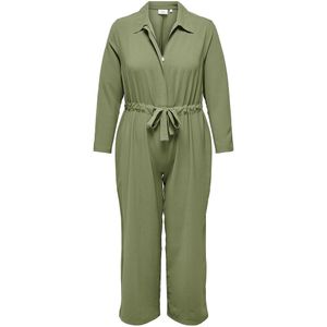 ONLY CARMAKOMA - Lange Jumpsuit - Olijfgroen - Polyester - Grote Maten