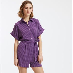 LA REDOUTE COLLECTIONS - Geruite Combishort - Violet - Viscose