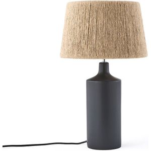 Lamp in keramiek en hennep, Yoru LA REDOUTE INTERIEURS. Keramiek materiaal. Maten één maat. Zwart kleur