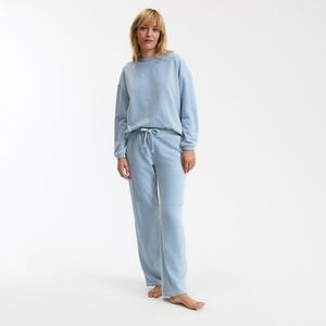 LA REDOUTE COLLECTIONS - Pyjama - IJsblauw - Geribd Fluweel - Katoen
