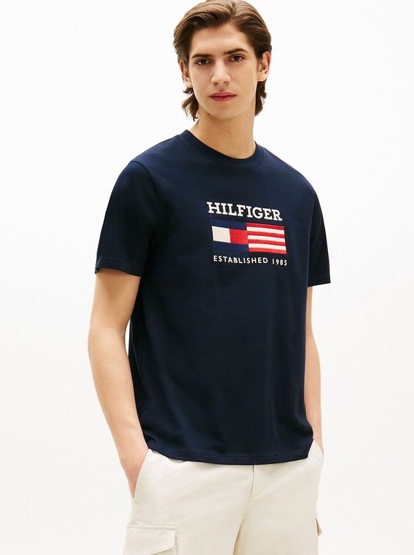 Tommy Hilfiger - T-shirt - Blauw - Korte Mouwen - Regular Fit