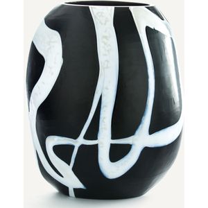 AM.PM. - Neza - Glazen Vaas - Zwart - Handgeblazen - Hoogte 26,5 cm