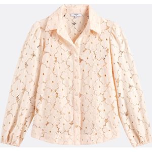 SUNCOO - LAMOUR - Kanten Overhemd - Beige - Gevoerd