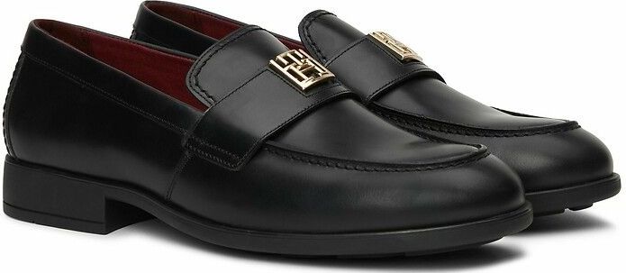 Loafers in leer TOMMY HILFIGER. Leer materiaal. Maten 39. Zwart kleur