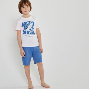 Pyjashort, haaimotief LA REDOUTE COLLECTIONS. Katoen materiaal. Maten 4 jaar - 102 cm. Wit kleur