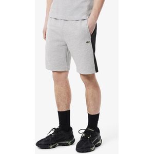 Heren Lacoste Katoenen Fleece Colour Block Short in Grijs