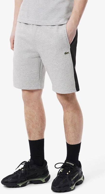 Heren Lacoste Katoenen Fleece Colour Block Short in Grijs