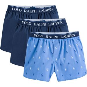 POLO RALPH LAUREN - Boxershorts - Blauw + Lichtblauw + Marineblauw - Katoen - Set van 3