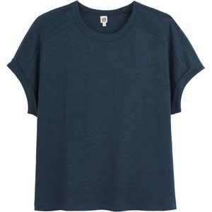 T-shirt met ronde hals in linnen LA REDOUTE COLLECTIONS. Linnen materiaal. Maten L. Blauw kleur