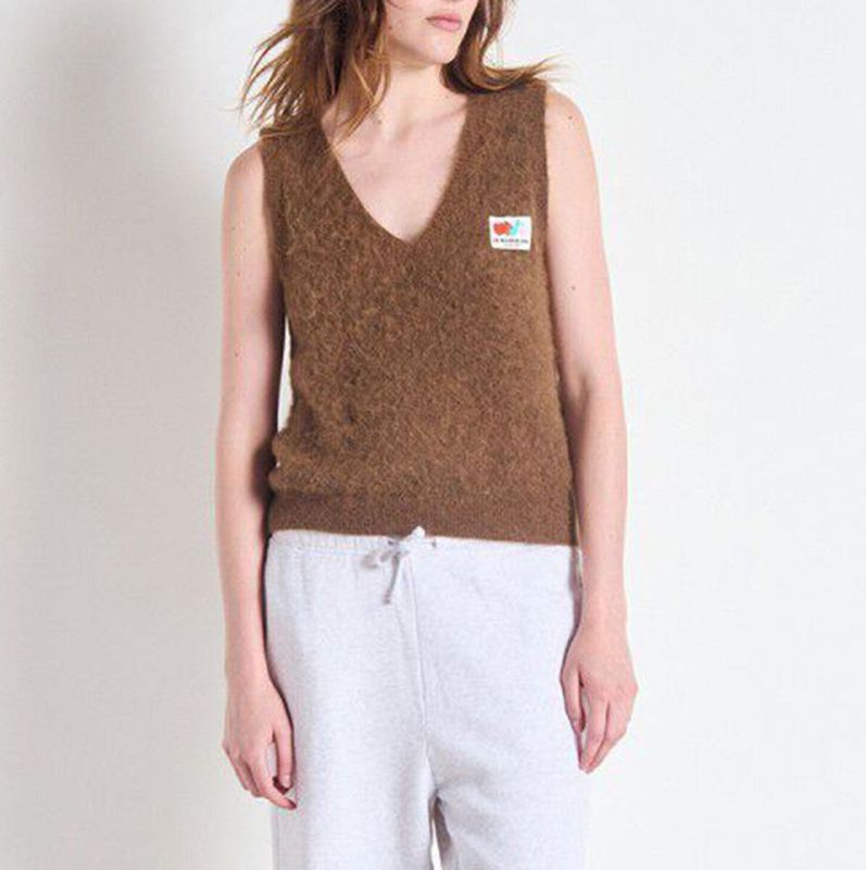 American Vintage - NENYBAY - Mouwloze Trui - Kastanje Kleur - Alpaca Materiaal