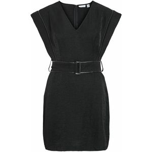 Korte jurk met riem en korte mouwen VILA. Viscose materiaal. Maten 38 FR - 36 EU. Zwart kleur