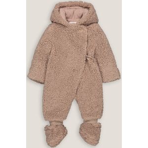 Warm combi-pilotenpakje met kap, in sherpa LA REDOUTE COLLECTIONS. Polyester materiaal. Maten 1 jaar - 74 cm. Kastanje kleur