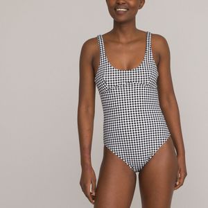 LA REDOUTE COLLECTIONS - Badpak - Zwart/Wit - Vichy Print - Recycled Polyamide