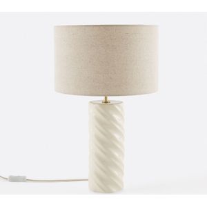 Dehen - Tafellamp - Beige - Keramiek en Linnen
