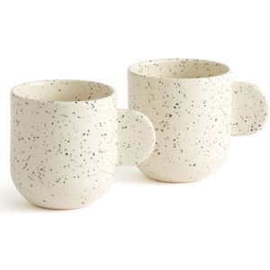 Set van 2 mugs, gespikkeld aardewerk, Meti LA REDOUTE INTERIEURS. Zandsteen materiaal. Maten één maat. Wit kleur