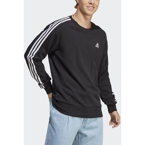 Sweater in molton, 3 stripes ADIDAS SPORTSWEAR. Katoen materiaal. Maten L. Zwart kleur