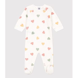 Pyjama met hartenprint PETIT BATEAU. Katoen materiaal. Maten 1 jaar - 74 cm. Wit kleur
