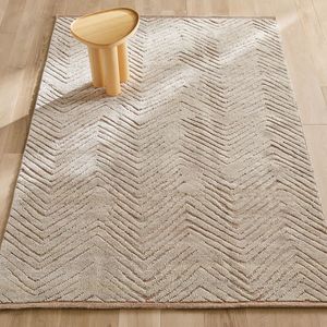 Nykare - Vloerkleed - Beige - Wol - Handgestrikt - Visgraatmotief
