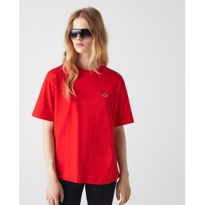 T-shirt, los model LACOSTE. Katoen materiaal. Maten 36 FR - 34 EU. Rood kleur