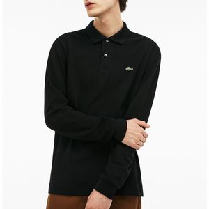 Rechte polo met lange mouwen, piquétricot LACOSTE. Katoen materiaal. Maten L. Zwart kleur